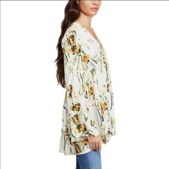 FREE PEOPLE | Bella Floral Tunic Long Sleeve Boho Women’s Size Small - Picture 2 of 11